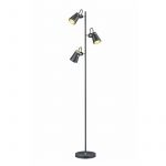 Vloerlamp Eddy - Zwart met 3 kapjes (gouden binnenkant)