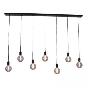 Hanglamp Bulby met 7 Lichtpunten - Met 7 x LED Globe lamp (rookglas)