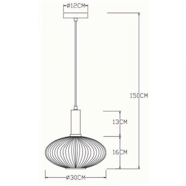 Afmetingen - Hanglamp Danique Ovalen Kap