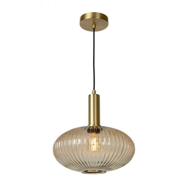 Hanglamp Danique met glazen kap (retro & amber)