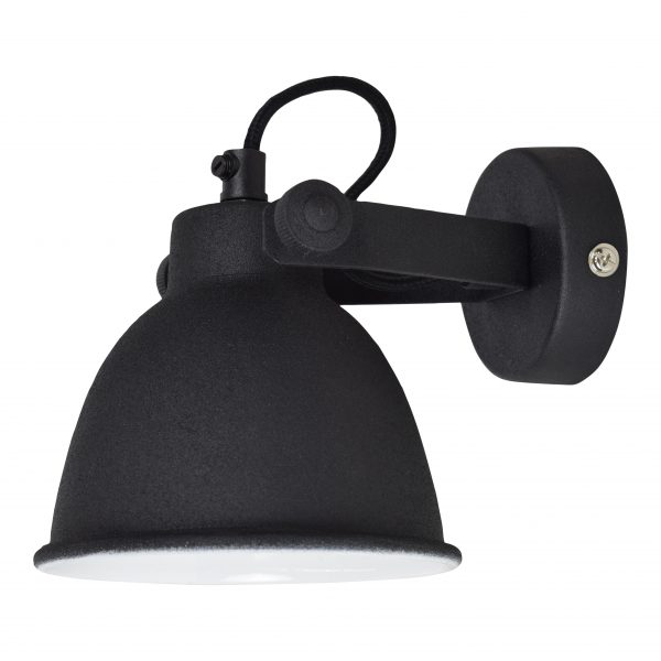 Industrial 12 cm wandlamp zwart