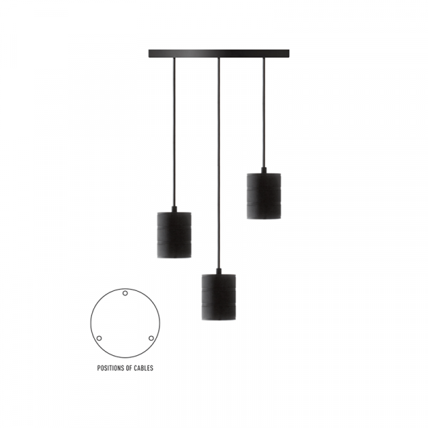 Plafondplaat voor 3 Lampen (zwart) - Calex