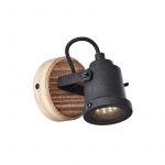 Roy spot 1 lichts zwart industrieel hout