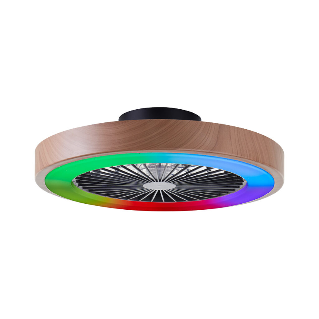 VOMI Plafondventilator met afstandsbediening, moderne stille plafondventilator met verlichting, RGB dimbare plafondlamp met timer, 72 W, slaapkamerventilator, plafondlamp met luidspreker
