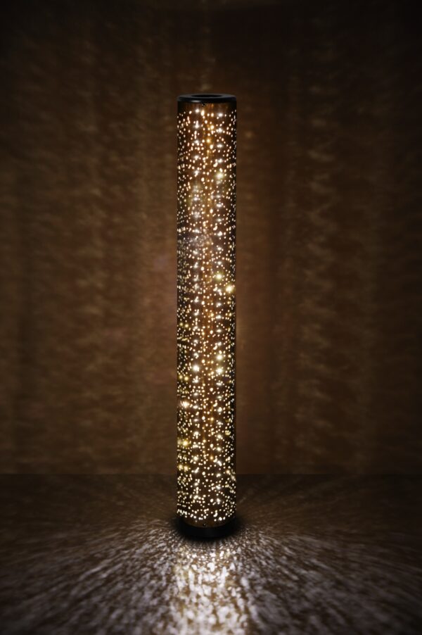 Taco_vloerlamp_buis_zwart/goud_glittereffect_lampencompleet