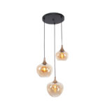 Fresu Hanglamp Rond 3-Lichts - Brons/Amber