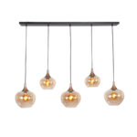 Fresu Hanglamp Balk 5-Lichts - Brons/Amber
