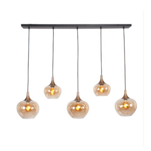 Fresu Hanglamp Balk 5-Lichts - Brons/Amber