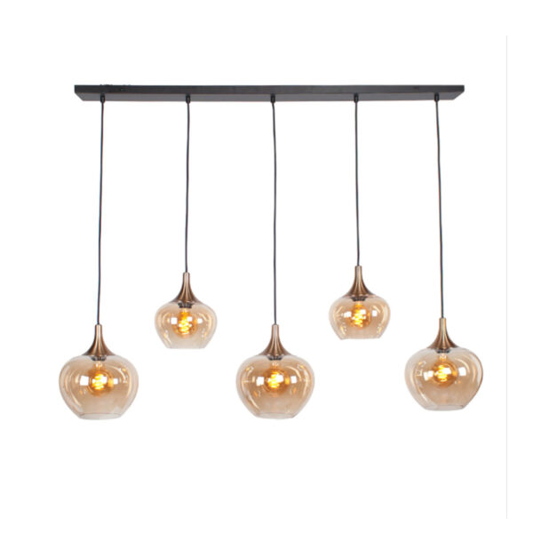 Fresu Hanglamp Balk 5-Lichts - Brons/Amber